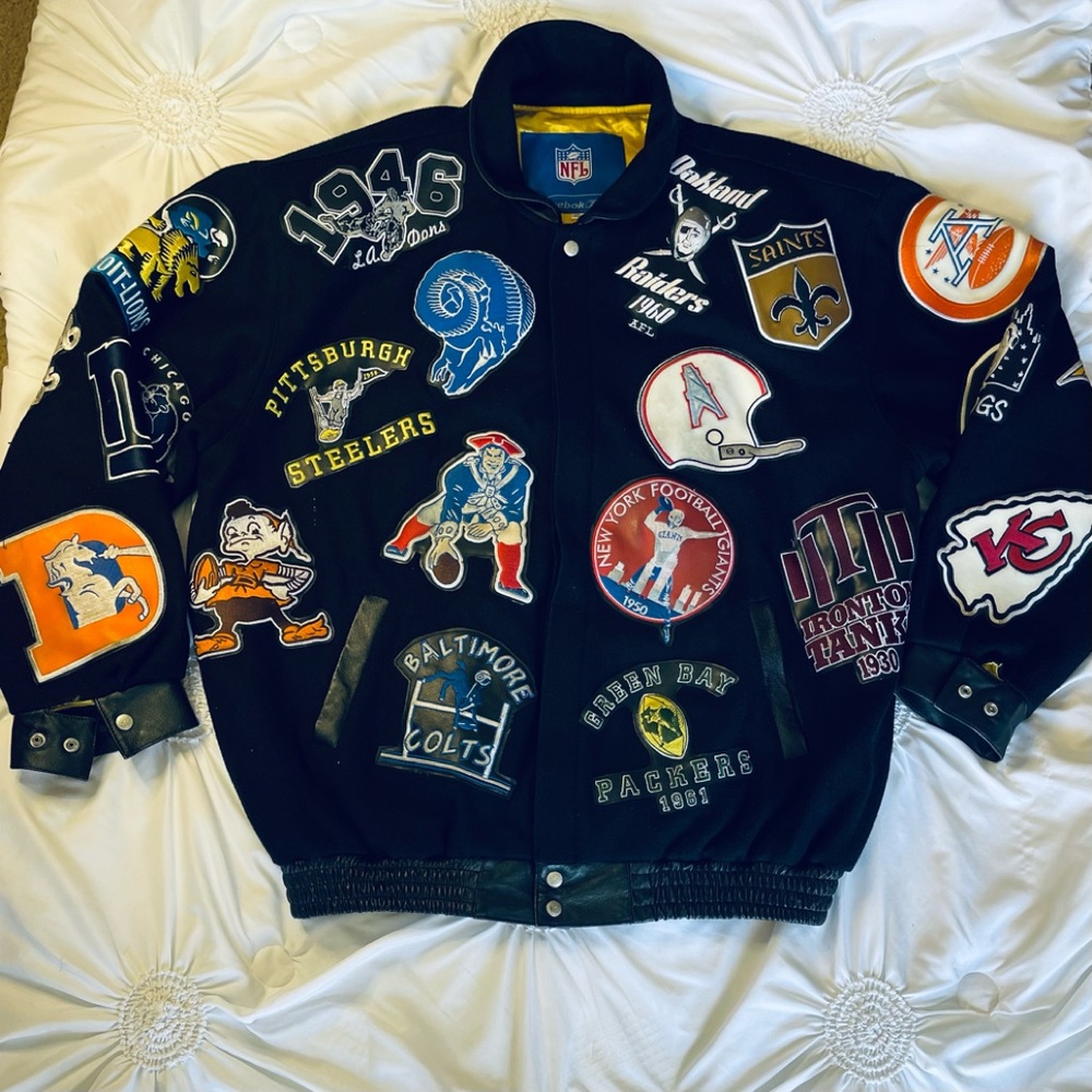 Vintage NFL Jeff Hamilton X Reebok Jacket.  Vintage NFL Team Logos